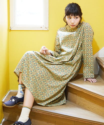 GJPFD30260  En un sueno 幾何学プリントワンピース