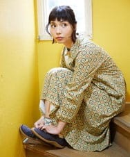 GJPFD30260 Jocomomola(ホコモモラ) En un sueno 幾何学プリントワンピース グリーン