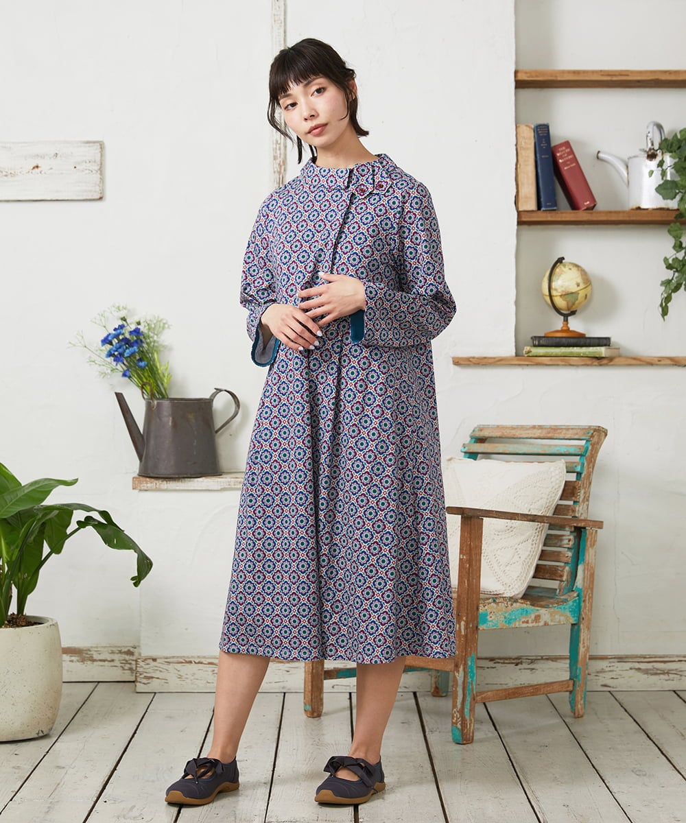 GJPFD30260 Jocomomola(ホコモモラ) En un sueno 幾何学プリントワンピース パープル