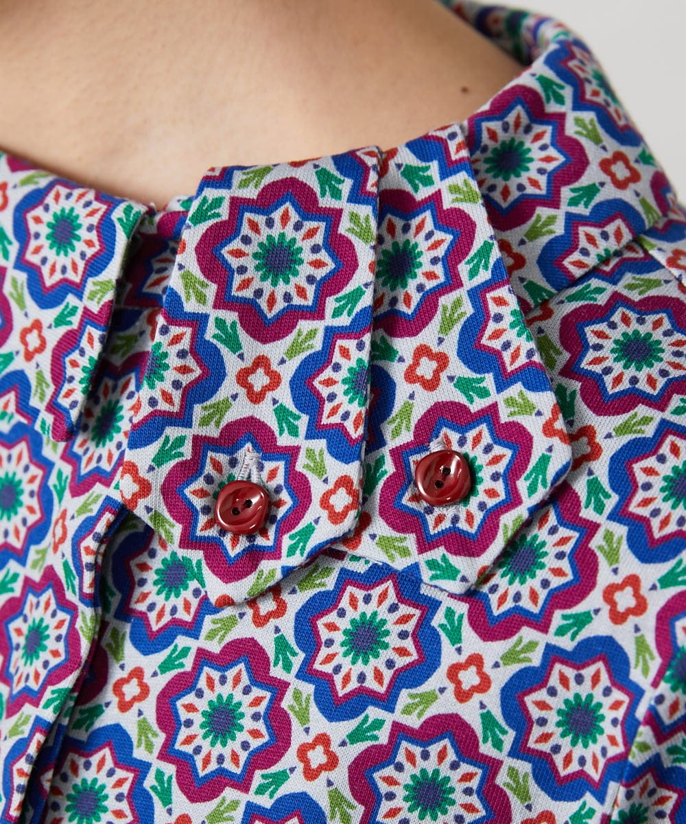 GJPFD30260 Jocomomola(ホコモモラ) En un sueno 幾何学プリントワンピース パープル