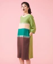 GJPFS01250 Jocomomola(ホコモモラ) Caminar レース切替ワンピース グリーン