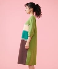 GJPFS01250 Jocomomola(ホコモモラ) Caminar レース切替ワンピース グリーン