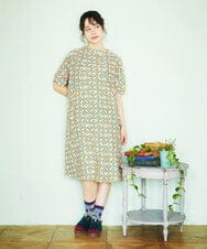 GJPGA32250 Jocomomola(ホコモモラ) Naranja calabaza プリントワンピース アイボリー