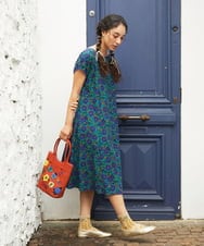 GJPGD30270 Jocomomola(ホコモモラ) Dorotea フラワープリントワンピース ネイビー