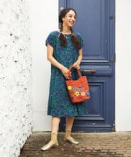 GJPGD30270 Jocomomola(ホコモモラ) Dorotea フラワープリントワンピース ネイビー