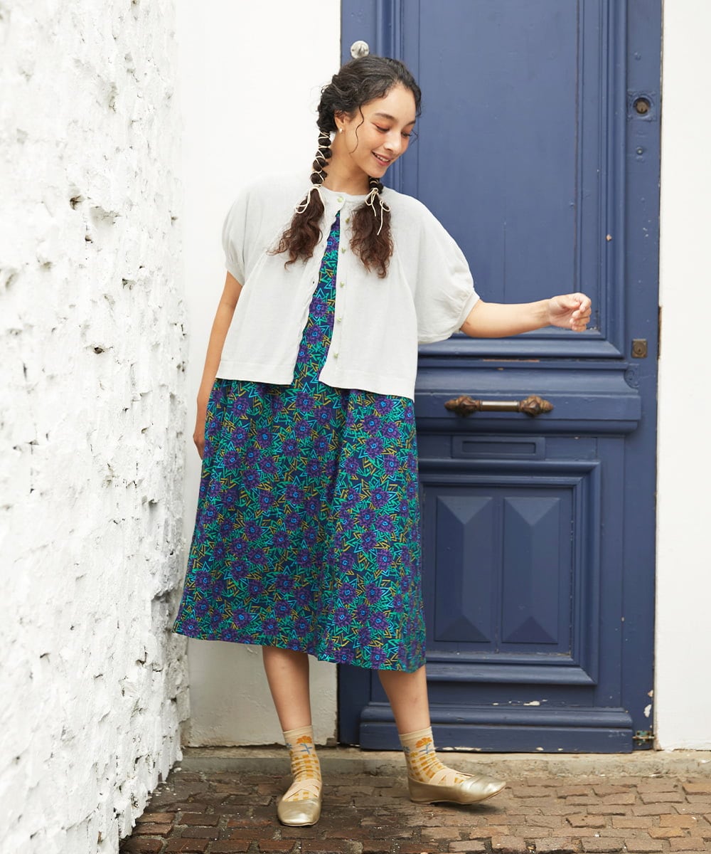 GJPGD30270 Jocomomola(ホコモモラ) Dorotea フラワープリントワンピース ネイビー