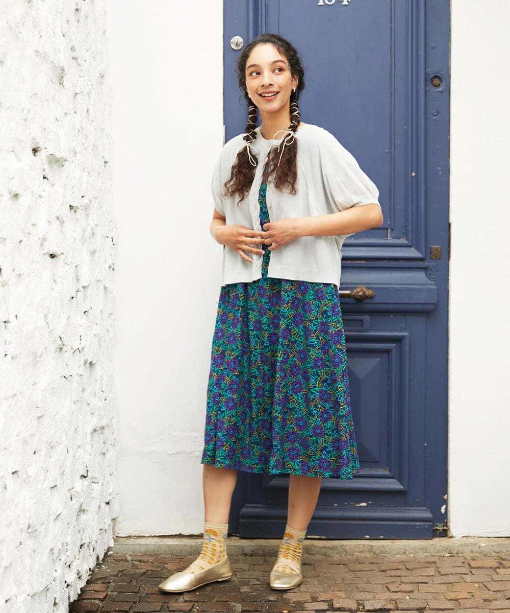 GJPGD30270 Jocomomola(ホコモモラ) Dorotea フラワープリントワンピース ネイビー