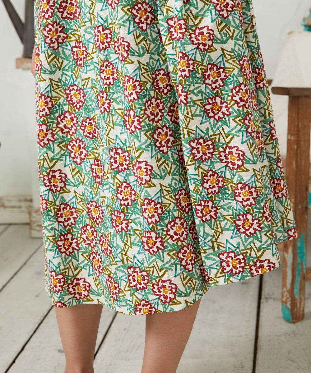 GJPGD30270 Jocomomola(ホコモモラ) 【早割10％OFF】フラワープリントワンピース アイボリー