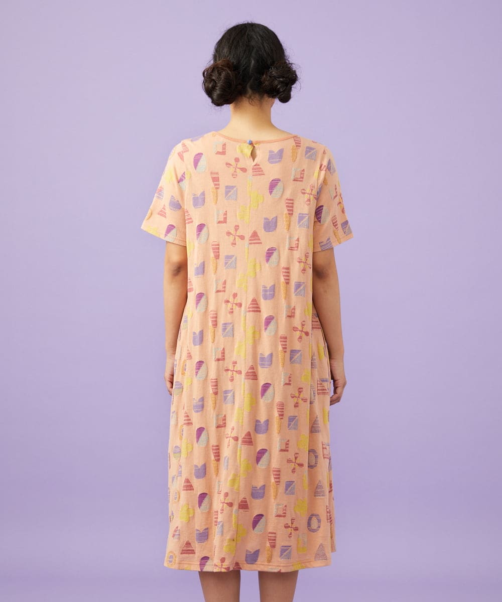 GJPGD34290 Jocomomola(ホコモモラ) Sala de baile ブークレジャカードワンピース サーモンピンク