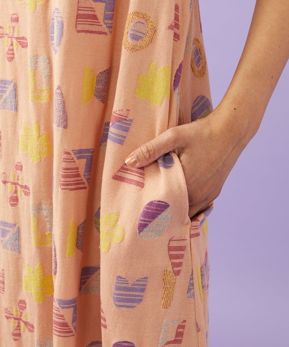 GJPGD34290 Jocomomola(ホコモモラ) Sala de baile ブークレジャカードワンピース サーモンピンク