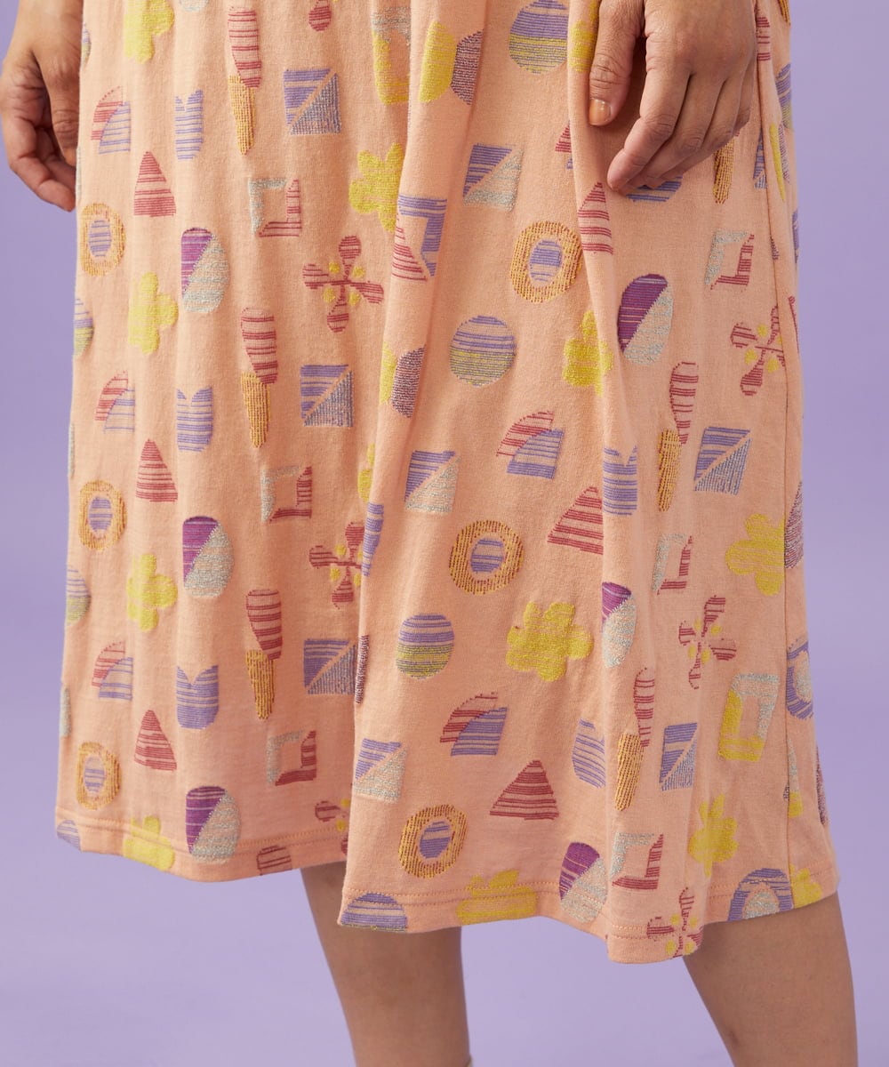 GJPGD34290 Jocomomola(ホコモモラ) Sala de baile ブークレジャカードワンピース サーモンピンク