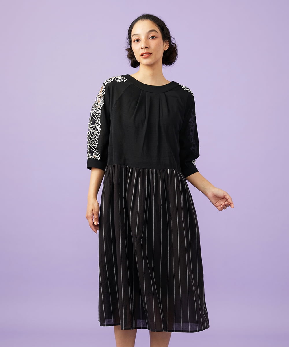 GJPGD70330 Jocomomola(ホコモモラ) Calle Cervantes ドッキングワンピース ブラック