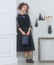 GJPGD70330 Jocomomola(ホコモモラ) Calle Cervantes ドッキングワンピース ブラック