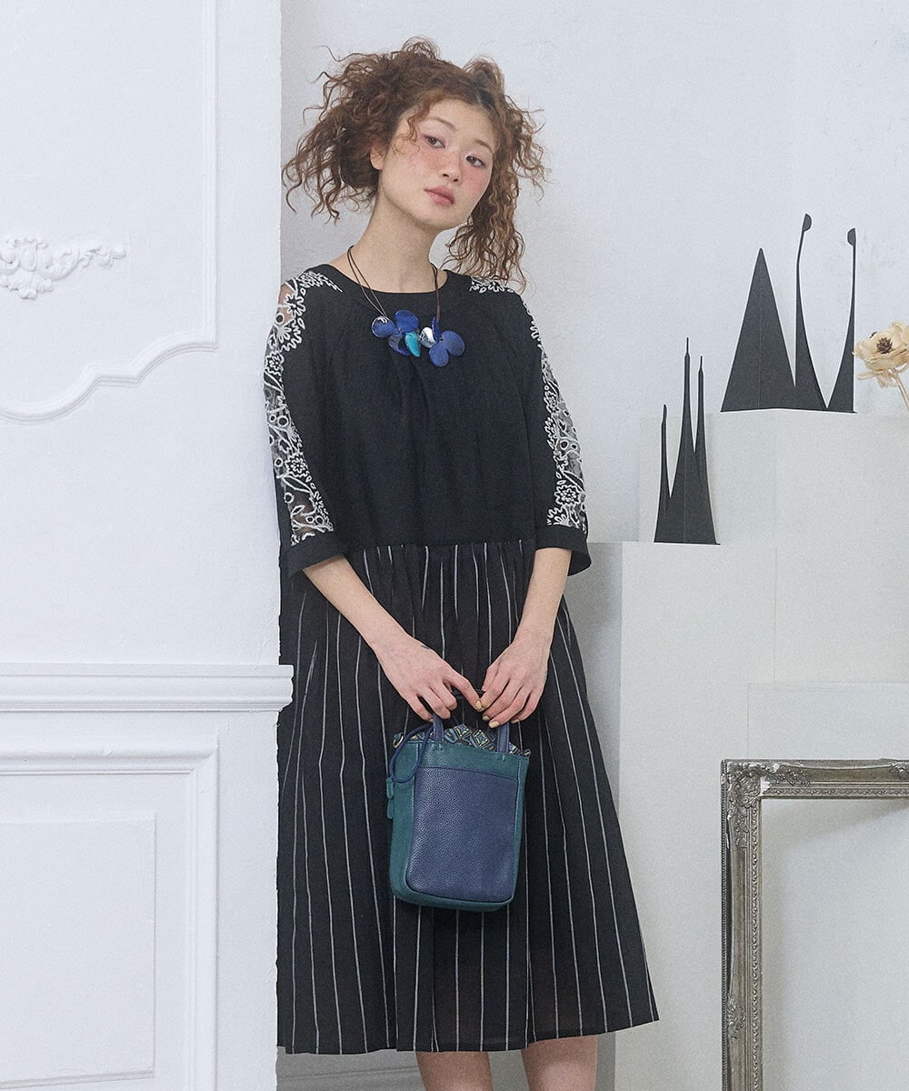 GJPGD70330 Jocomomola(ホコモモラ) Calle Cervantes ドッキングワンピース ブラック