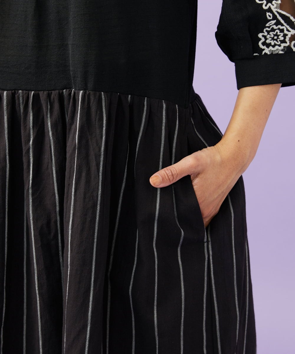 GJPGD70330 Jocomomola(ホコモモラ) Calle Cervantes ドッキングワンピース ブラック