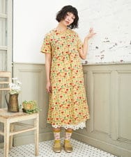 GJPGE38270 Jocomomola(ホコモモラ) Ondular フラワープリントカットソーワンピース ライトイエロー