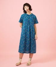 GJPGE38270 Jocomomola(ホコモモラ) Ondular フラワープリントカットソーワンピース ブルー