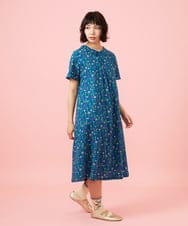 GJPGE38270 Jocomomola(ホコモモラ) Ondular フラワープリントカットソーワンピース ブルー