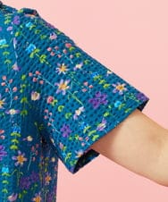 GJPGE38270 Jocomomola(ホコモモラ) Ondular フラワープリントカットソーワンピース ブルー