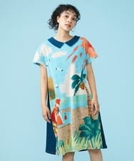 GJPGT02250 Jocomomola(ホコモモラ) Vacacione ジャカードワンピース ライトブルー