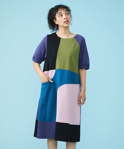 GJPGT47240  Multicolor パッチワークワンピース