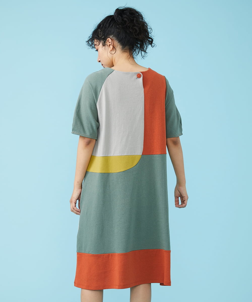 GJPGT47240 Jocomomola(ホコモモラ) Multicolor パッチワークワンピース ブラック