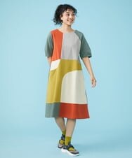 GJPGT47240 Jocomomola(ホコモモラ) Multicolor パッチワークワンピース ブラック