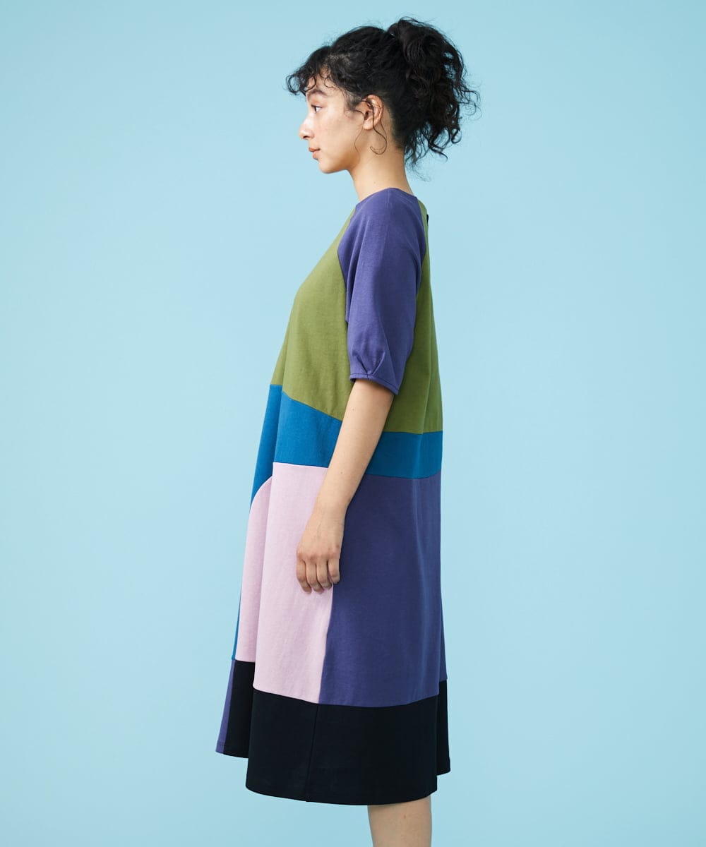 GJPGT47240 Jocomomola(ホコモモラ) Multicolor パッチワークワンピース ブラック