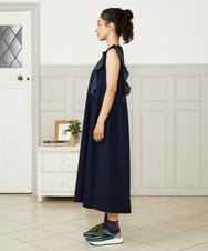 GJPHA32240 Jocomomola(ホコモモラ) Hiedra 刺繍フリル付きノースリーブワンピース ネイビー