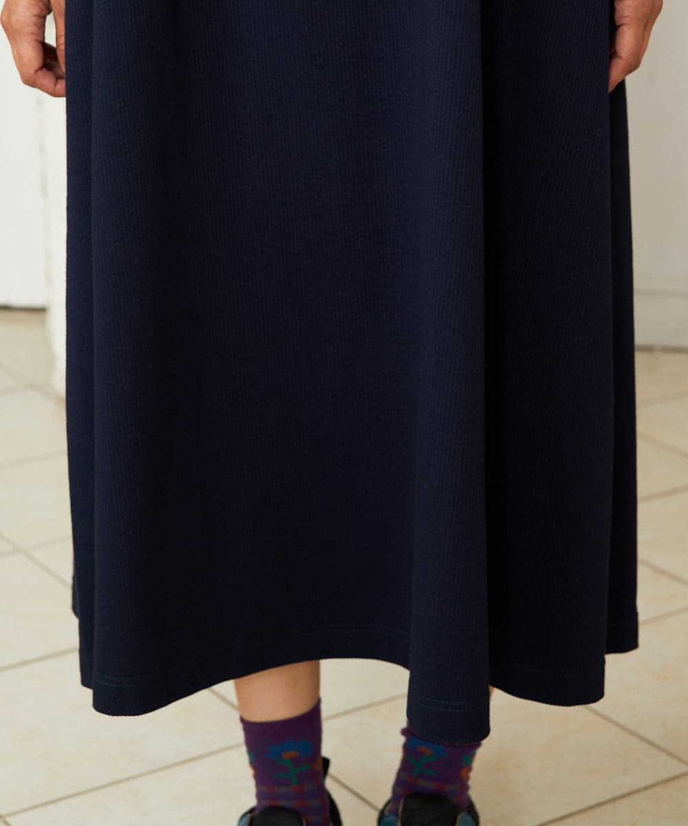GJPHA32240 Jocomomola(ホコモモラ) Hiedra 刺繍フリル付きノースリーブワンピース ネイビー