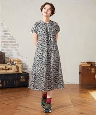 GJPHA33250 Jocomomola(ホコモモラ) 【接触冷感】Brote de flor リーフプリントワンピース グレー