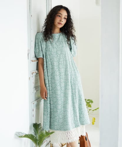 GJPHA36270  Danza de las flores フラワージャカードワンピース