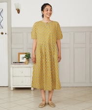 GJPHA39290 Jocomomola(ホコモモラ) Lucir ストライプリップルワンピース イエロー