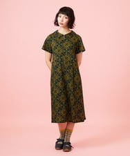 GJPHD30280 Jocomomola(ホコモモラ) 【早割10％OFF】幾何調プリントカットソーワンピース ブラック