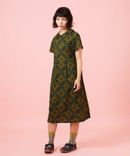 GJPHD30280 Jocomomola(ホコモモラ) 【早割10％OFF】幾何調プリントカットソーワンピース ブラック