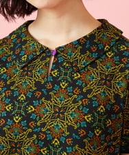 GJPHD30280 Jocomomola(ホコモモラ) 【早割10％OFF】幾何調プリントカットソーワンピース ブラック