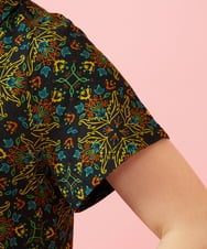GJPHD30280 Jocomomola(ホコモモラ) 【早割10％OFF】幾何調プリントカットソーワンピース ブラック