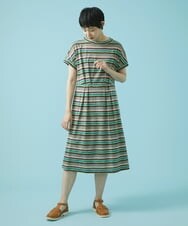 GJPHS35230 Jocomomola(ホコモモラ) Dibujo amano ボーダーワンピース アイボリー