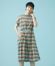GJPHS35230 Jocomomola(ホコモモラ) Dibujo amano ボーダーワンピース アイボリー