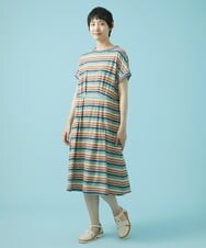GJPHS35230 Jocomomola(ホコモモラ) Dibujo amano ボーダーワンピース アイボリー