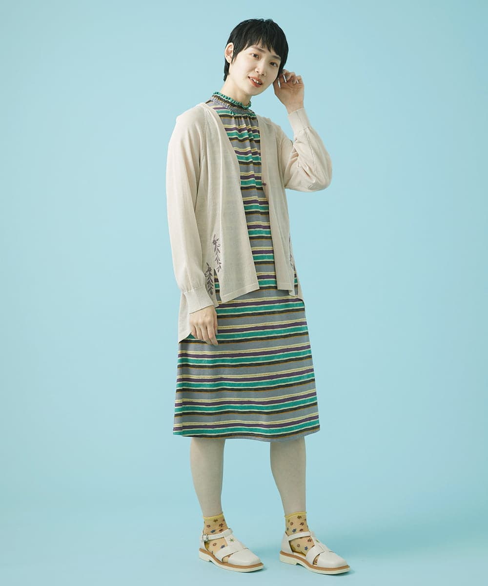 ニコアンド  ジャカード柄スリットパンツ - 2