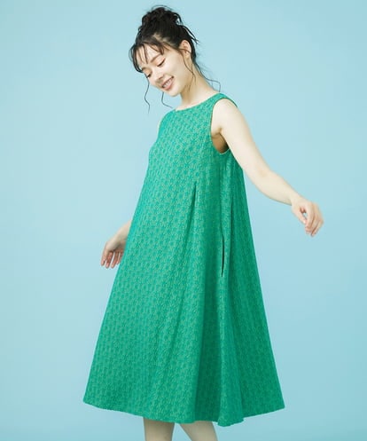 GJPHV31240 Jocomomola Floracion フラワージャカードノースリーブワンピース