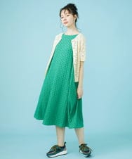 GJPHV31240 Jocomomola(ホコモモラ) Floracion フラワージャカードノースリーブワンピース グリーン