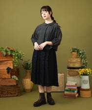 GJPJA32250 Jocomomola(ホコモモラ) Camino de flores フラワージャカードワンピース ブラック