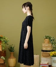 GJPJA32250 Jocomomola(ホコモモラ) Camino de flores フラワージャカードワンピース ブラック