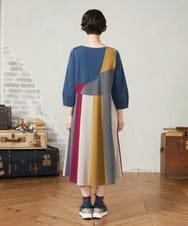 GJPJB36300 Jocomomola(ホコモモラ) 【早割10％OFF】パッチワークワンピース ブルー