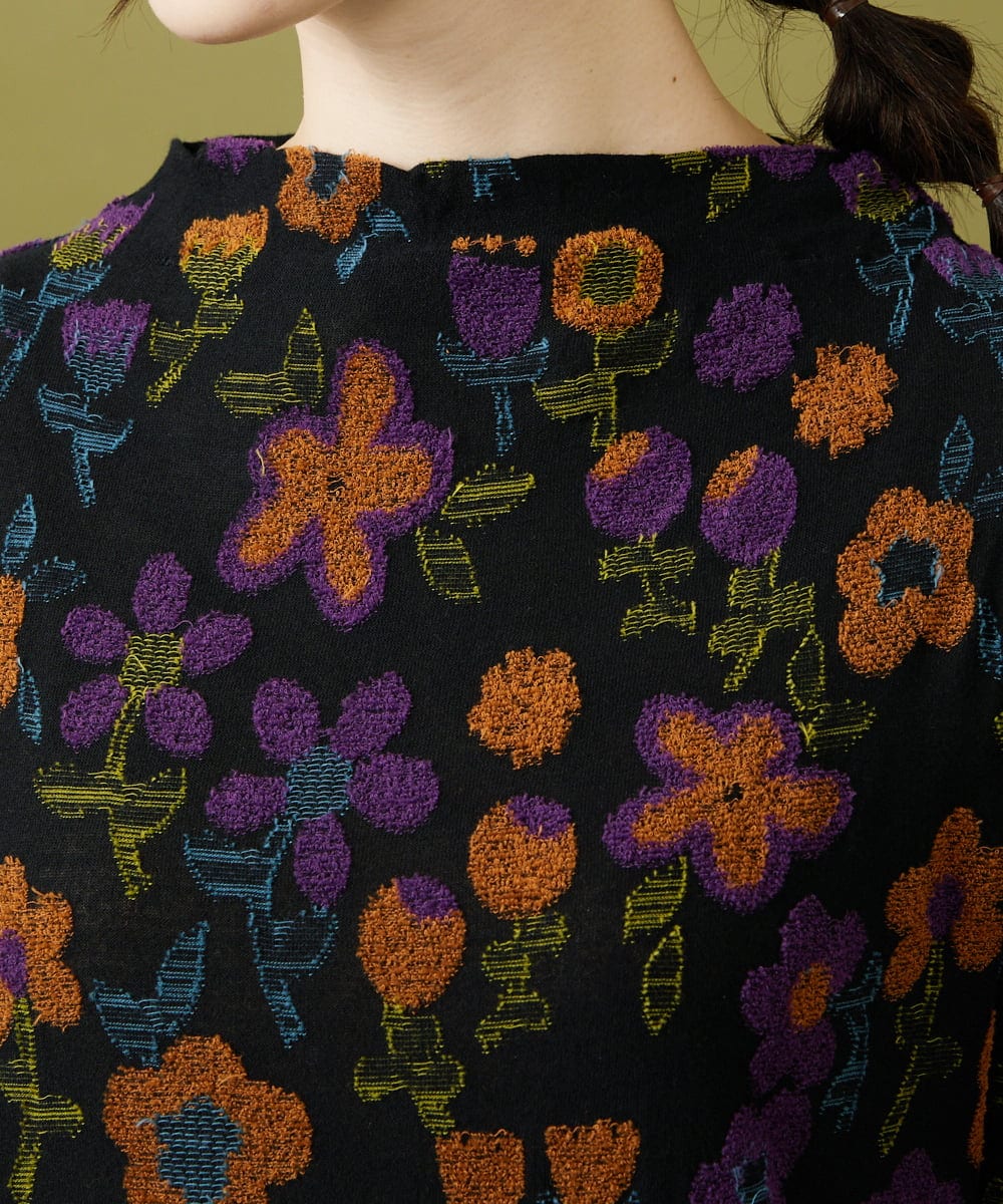 GJPJB39300 Jocomomola(ホコモモラ) Calle de los Jardines フラワージャカードワンピース ブラック