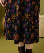 GJPJB39300 Jocomomola(ホコモモラ) Calle de los Jardines フラワージャカードワンピース ブラック