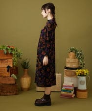GJPJB39300 Jocomomola(ホコモモラ) Calle de los Jardines フラワージャカードワンピース ブラック