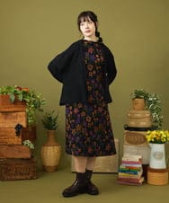 GJPJB39300 Jocomomola(ホコモモラ) Calle de los Jardines フラワージャカードワンピース ブラック